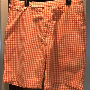Polo Golf Shorts - Orange/White Checkered